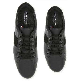 vue dessus baskets Made in France cuir noir JULES & JENN