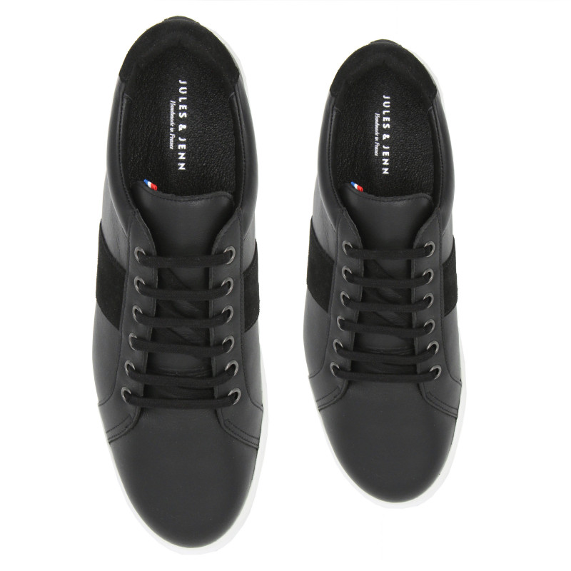 vue dessus baskets Made in France cuir noir JULES & JENN