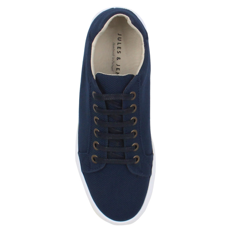 vue dessus baskets recyclees femme bleu jules & jenn