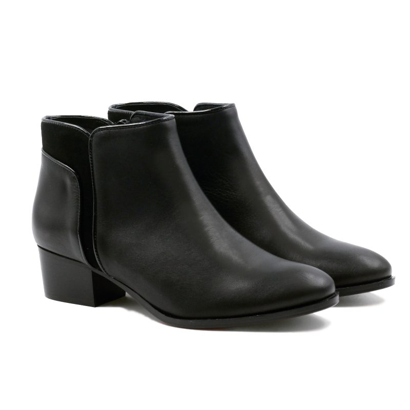 bottines moyen talon cuir noir jules & jenn