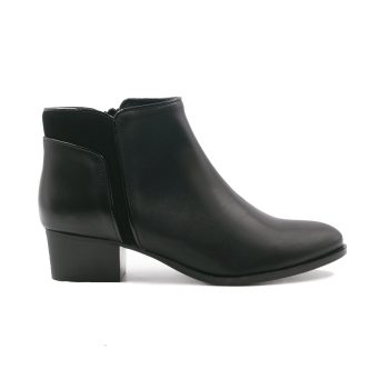vue extérieur bottines moyen talon cuir noir JULES & JENN