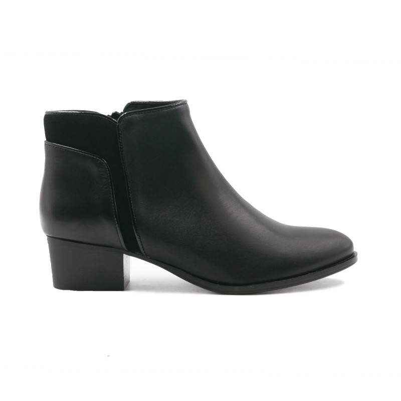 vue extérieur bottines moyen talon cuir noir JULES & JENN