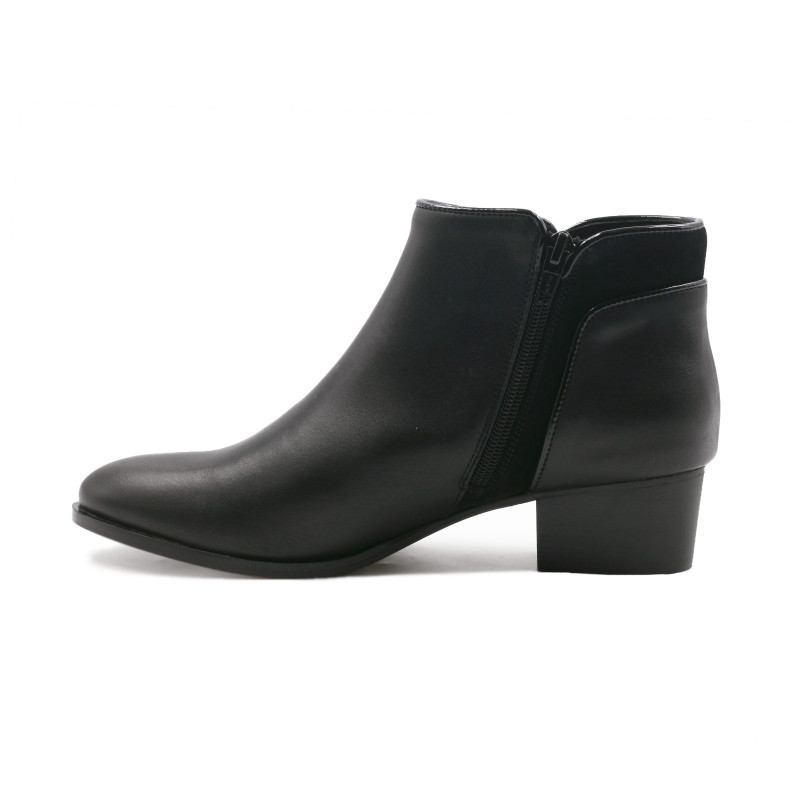 vue intérieur bottines moyen talon cuir noir JULES & JENN