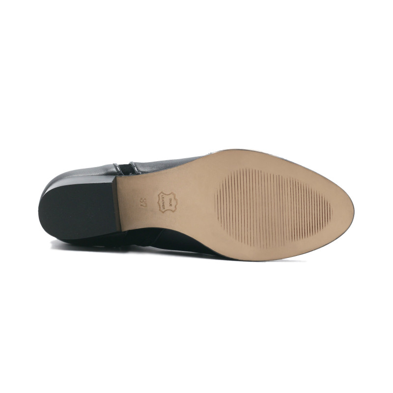 vue dessous bottines moyen talon cuir noir JULES & JENN