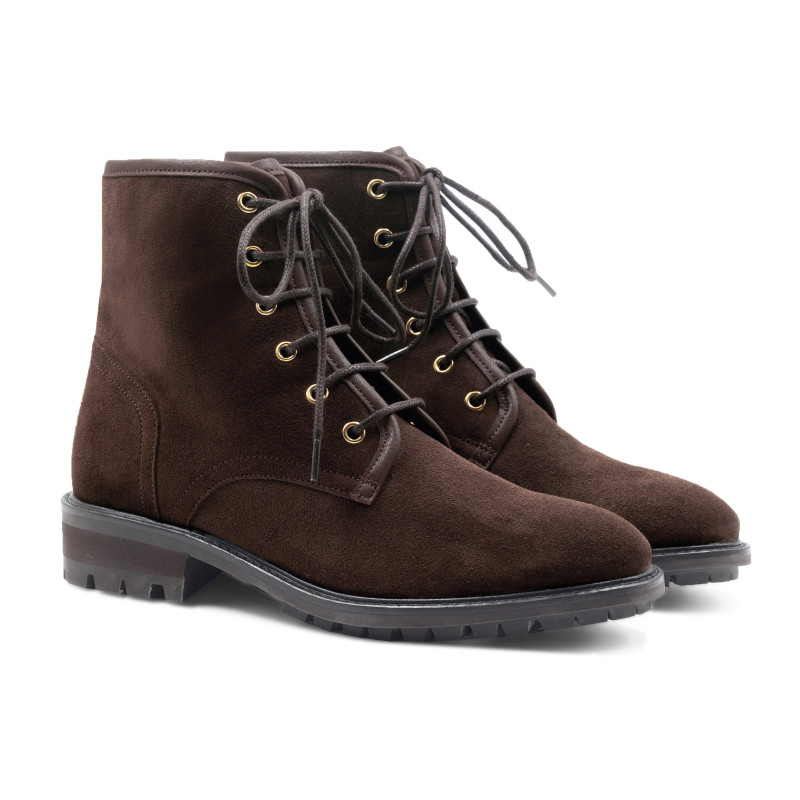 bottines plates à lacets cuir daim marron jules & jenn