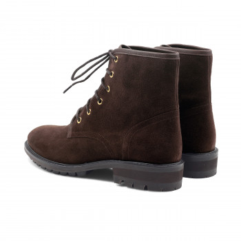 vue arrière bottines plates à lacets cuir daim marron jules & jenn