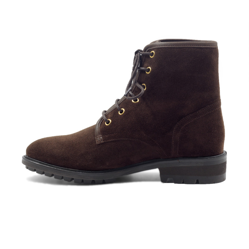 vue intérieur bottines plates à lacets cuir daim marron jules & jenn