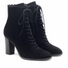 vue face bottines talon a lacets cuir daim noir jules & jenn