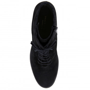 vue dessus bottines talon a lacets cuir daim noir jules & jenn