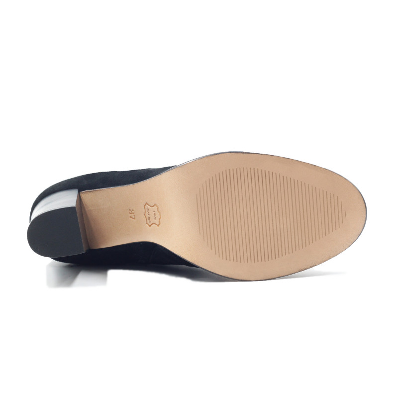 vue dessous bottines talon a lacets cuir daim noir jules & jenn
