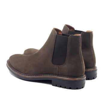 vue arriere chelsea boots basses cuir nubuck marron jules jenn