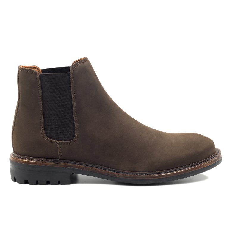 vue profil chelsea boots basses cuir nubuck marron jules jenn
