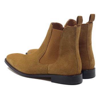 vue arriere chelsea boots cuir daim camel jules & jenn