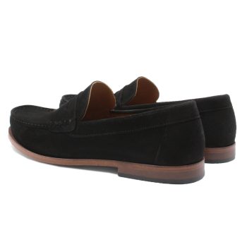 vue arrière mocassins contemporains cuir daim noir jules & jenn