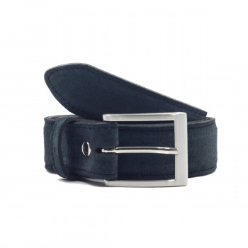 vue face ceinture classique cuir daim bleu jules & jenn