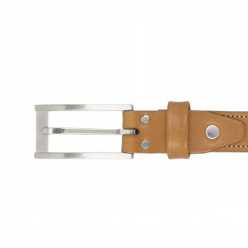 gros plan boucle ceinture new york cuir camel jules et jenn