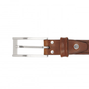 gros plan boucle ceinture new york cuir cognac jules et jenn