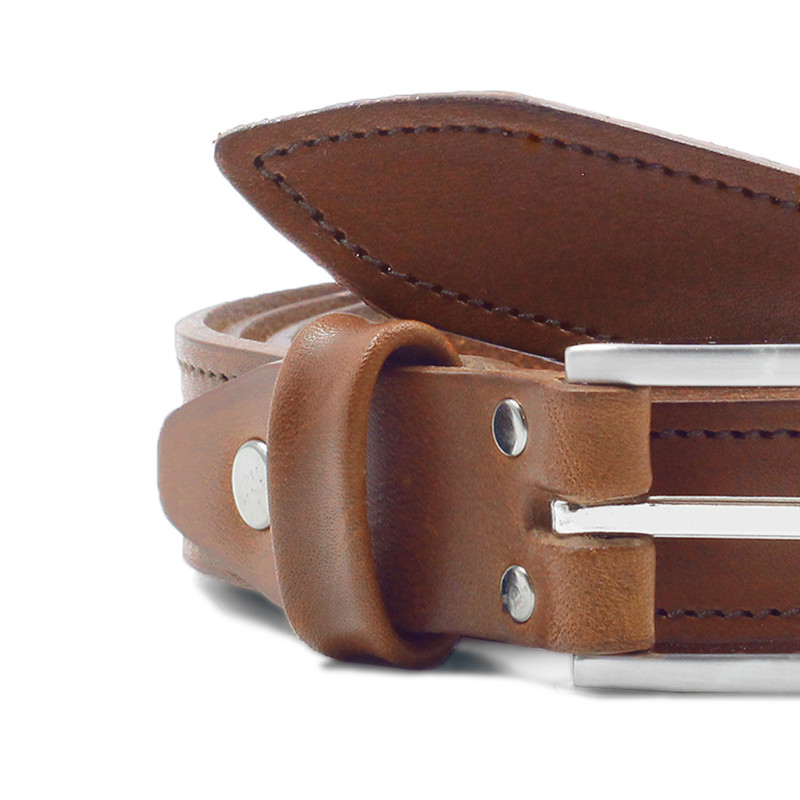 gros plan ceinture new york cuir cognac jules et jenn