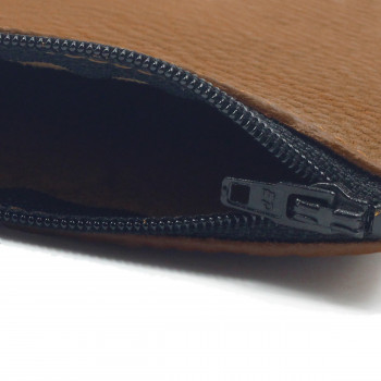 vue dedans pochette cuir upcyclé grainé camel jules & jenn
