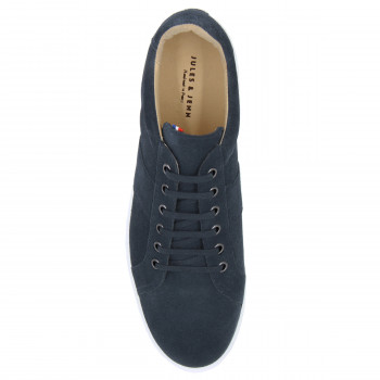 vue dessus baskets made in france cuir daim bleu JULES & JENN