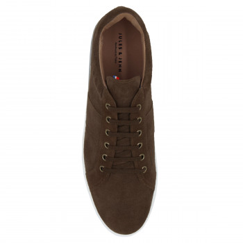 vue dessus baskets made in france cuir daim marron JULES & JENN