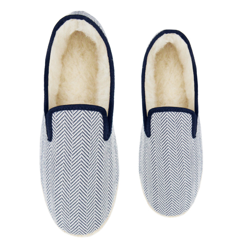 vue dessus charentaises blanc bleu jules & jenn