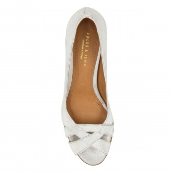 vue dessus escarpins bout ouvert cuir argente metallise jules & jenn