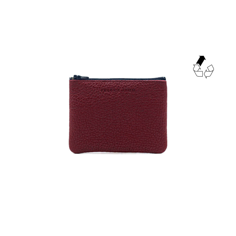 pochette cuir grainé upcyclé bordeaux petit modèle jules & jenn