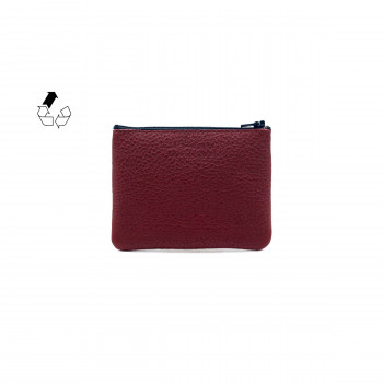 vue arrière pochette cuir grainé upcyclé bordeaux petit modèle jules & jenn