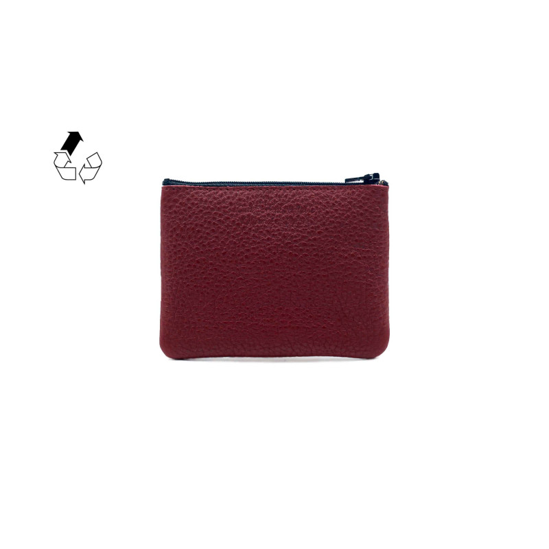 vue arrière pochette cuir grainé upcyclé bordeaux petit modèle jules & jenn