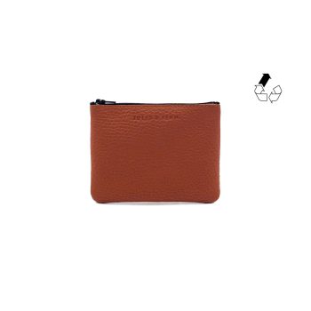 pochette cuir grainé upcyclé brique petit modèle jules & jenn