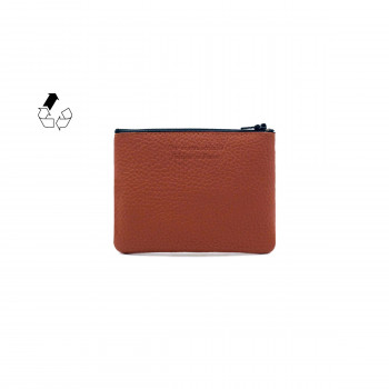 vue arrière pochette cuir grainé upcyclé brique petit modèle jules & jenn