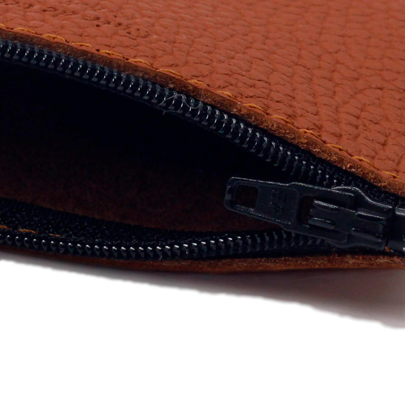 vue intérieure pochette cuir grainé upcyclé brique petit modèle jules & jenn