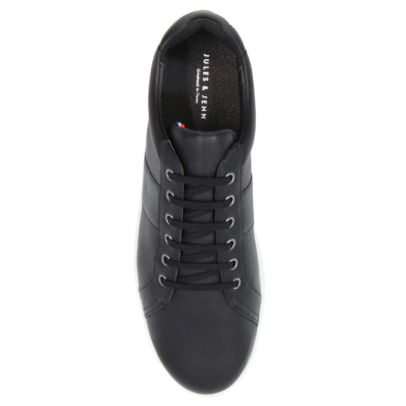 vue dessus baskets made in France cuir grainé noir JULES & JENN