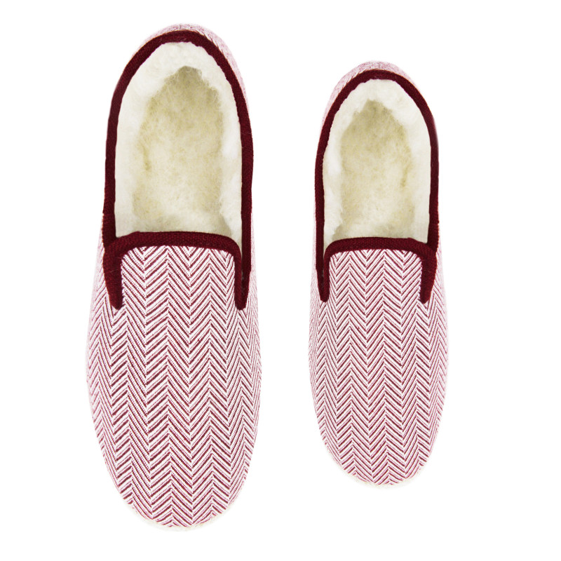 vue dessus charentaises blanc rouge jules & jenn