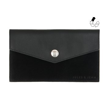 Pochette enveloppe cuir upcyclé noir jules & jenn