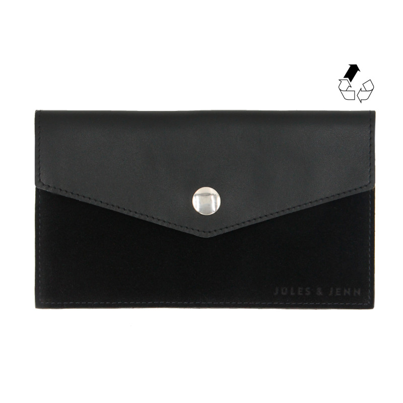 Pochette enveloppe cuir upcyclé noir jules & jenn