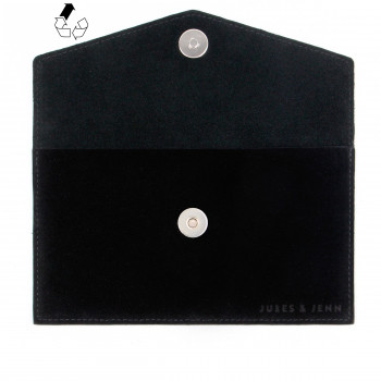vue avant pochette enveloppe cuir upcyclé noir jules & jenn