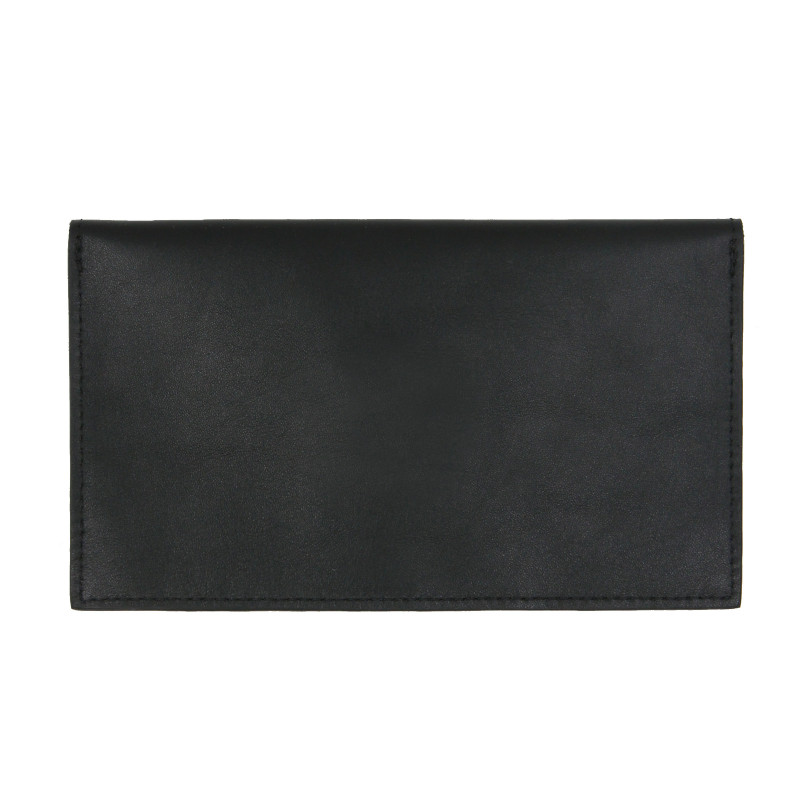vue arrière pochette enveloppe cuir upcyclé noir jules & jenn