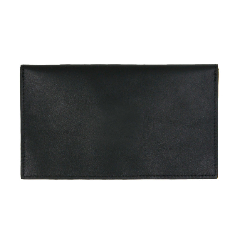 vue arrière pochette enveloppe cuir upcyclé noir & gris JULES & JENN