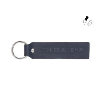 vue face porte cles grave cuir upcycle bleu jules & jenn