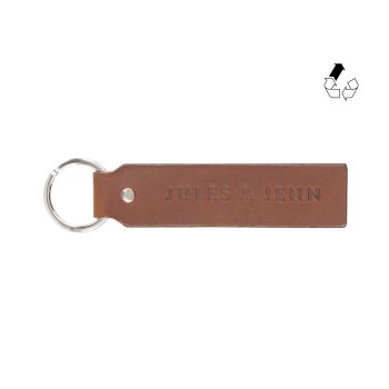 vue face porte cles grave cuir upcycle cognac jules & jenn