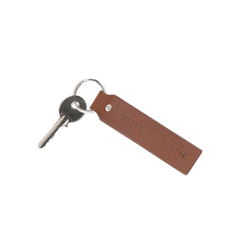porte cles grave cuir upcycle cognac jules & jenn