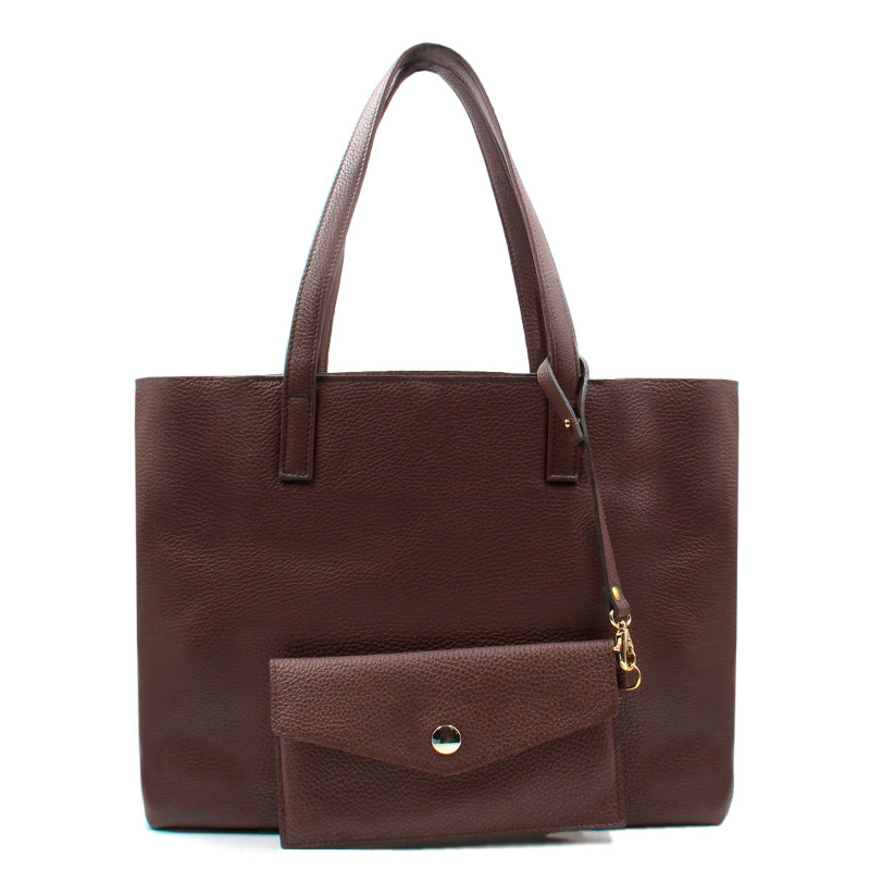 vue arri-re sac cabas cuir souple grainé marron JULES & JENN