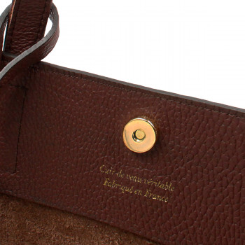 vue intérieur sac cabas cuir souple grainé marron JULES & JENN