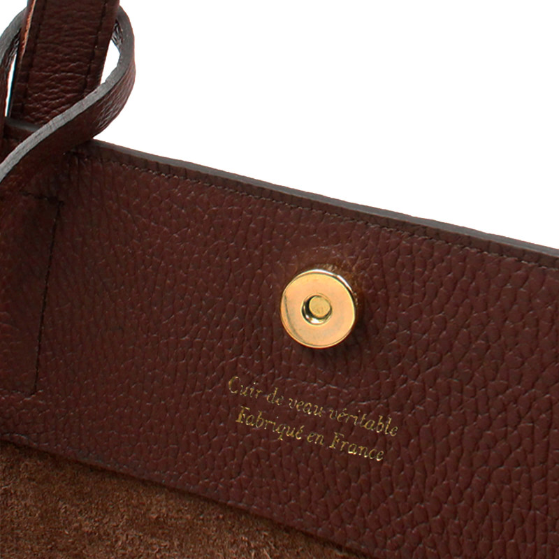 vue intérieur sac cabas cuir souple grainé marron JULES & JENN