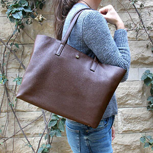 sac cabas cuir souple graine marron jules & jenn