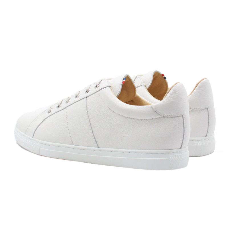 vue arrière baskets made in france cuir grainé blanc JULES & JENN