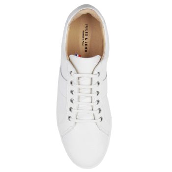 vue dessus baskets made in france cuir grainé blanc JULES & JENN
