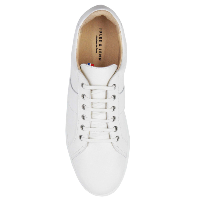 vue dessus baskets made in france cuir grainé blanc JULES & JENN